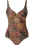 Lygia & Nanny Printed Open Back Swimsuit, Women's, Size: 46, Green, Polyamide/spandex/elastane
