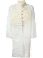 Ermanno Scervino - High Neck Military Coat - Women - Polyester/viscose - 40, White, Polyester/viscose