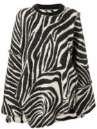 Alexa Chung Oversized Zebra Print Sweater - Black