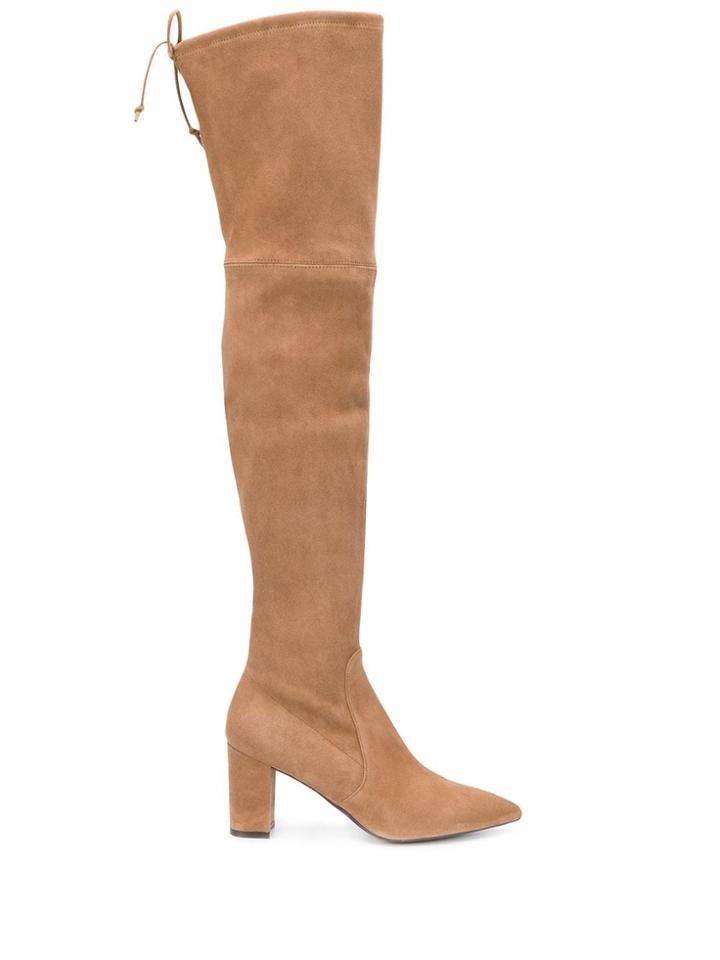 Stuart Weitzman Lesley Pointed Tie Knee-high Boots - Neutrals