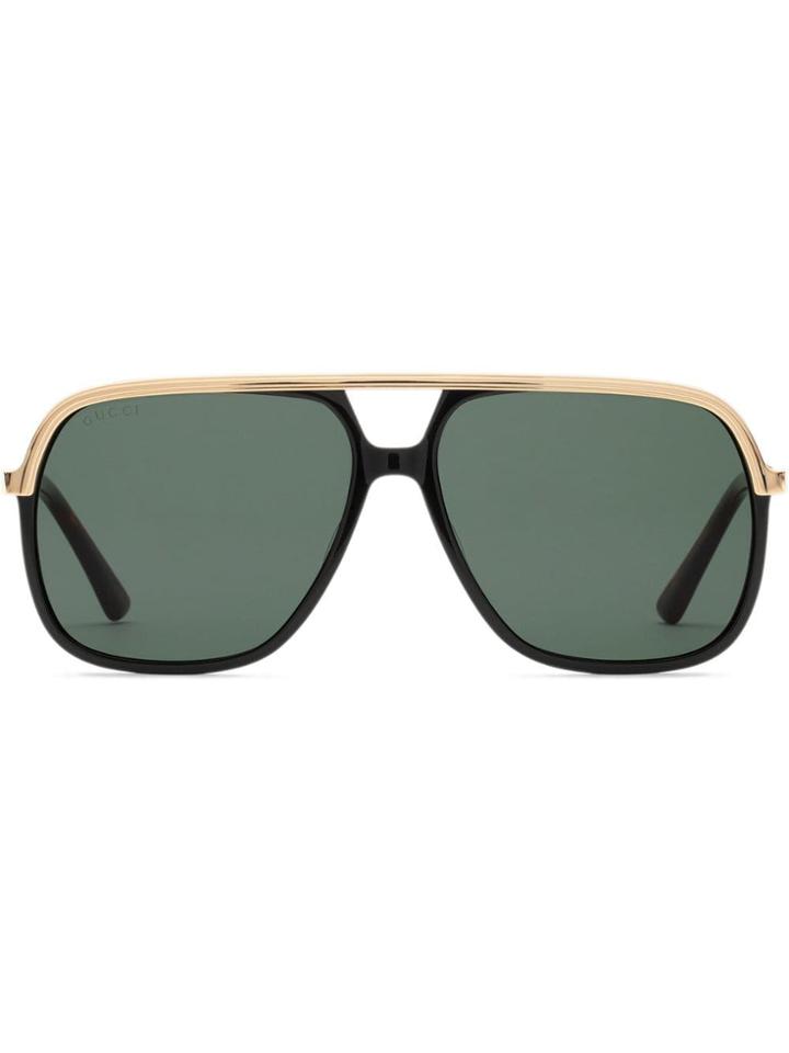 Gucci Eyewear Occhiali Da Sole Rettangolari In Metallo - Black