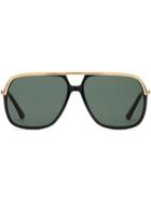 Gucci Eyewear Occhiali Da Sole Rettangolari In Metallo - Black