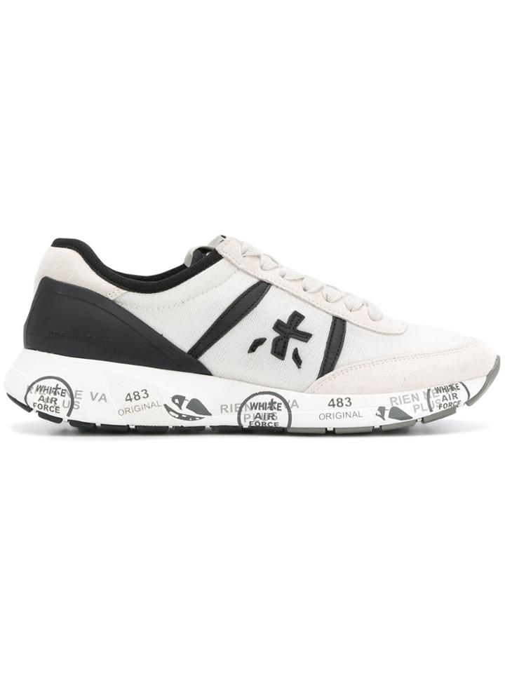 Premiata Printed Sole Panelled Sneakers - White