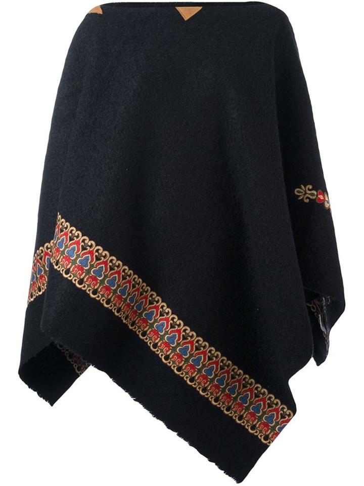 Ermanno Gallamini Embroidered Cape, Women's, Blue, Acrylic/nylon/polyester/virgin Wool