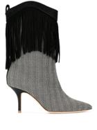 Malone Souliers Black Presley 70mm Fringed Booties