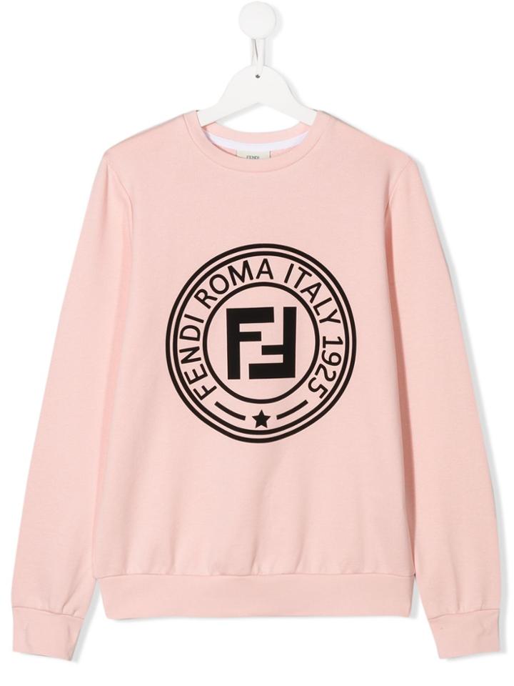 Fendi Kids Teen Logo Crewneck Sweatshirt - Pink