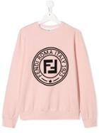 Fendi Kids Teen Logo Crewneck Sweatshirt - Pink