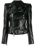 Unravel Project Asymmetric Leather Jacket - Black