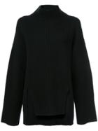 Sally Lapointe Cashmere Front Slit Sweater - Black