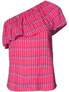 Vanessa Seward - Striped One Shoulder Top - Women - Viscose - 34, Pink/purple, Viscose