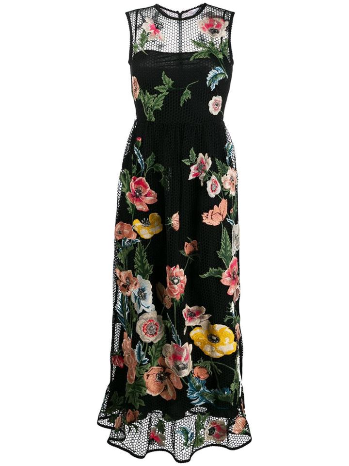 Red Valentino Redvalentino Poppy Embroidery Macramé Dress - Black