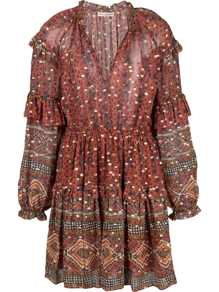 Ulla Johnson Bohemian Print Mini Dress - Red