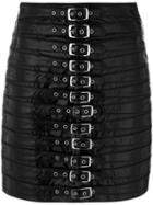Manokhi - Patent Leather Buckle Skirt - Women - Patent Leather/polyester/viscose - 38, Black, Patent Leather/polyester/viscose