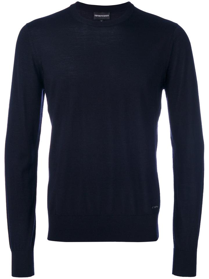 Emporio Armani - Crew-neck Jumper - Men - Wool - S, Blue, Wool
