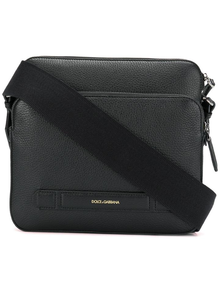Dolce & Gabbana Embossed Logo Messenger Bag - Black