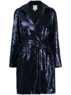 In The Mood For Love Naomi Sequin Coat - Blue