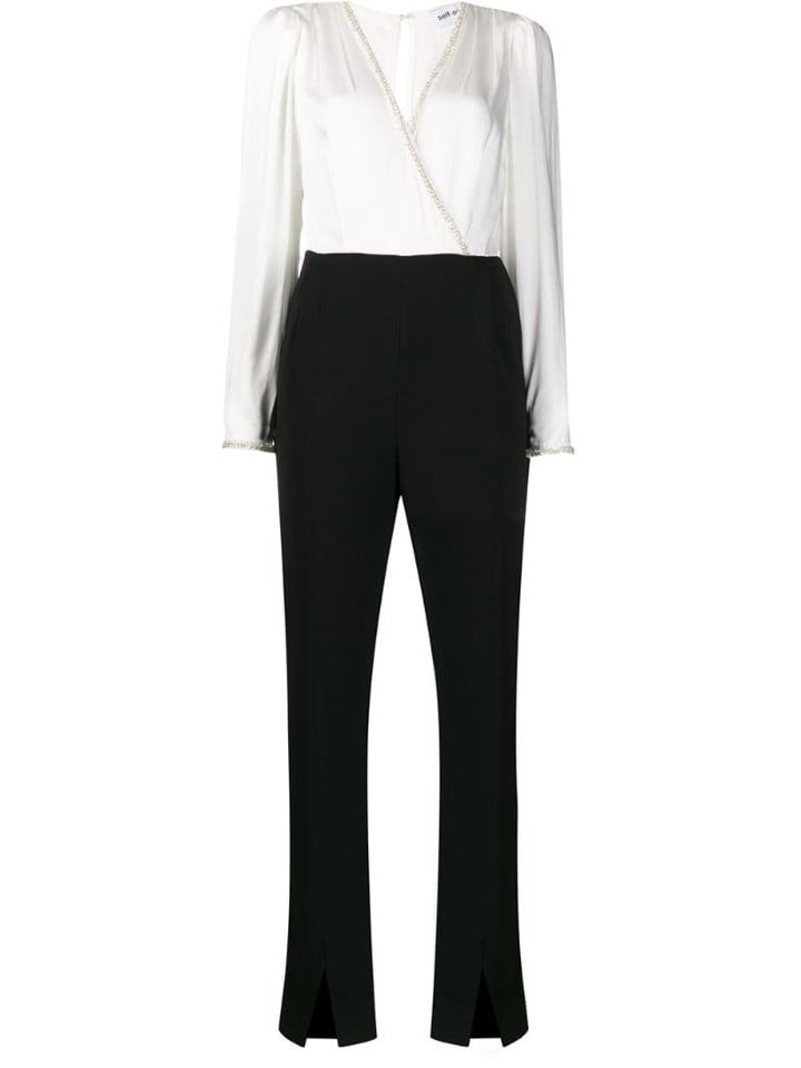 Self-portrait Wrap Front Jumpsuit - Black