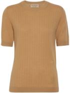 Burberry Short-sleeve Rib Knit Cashmere Sweater - Neutrals
