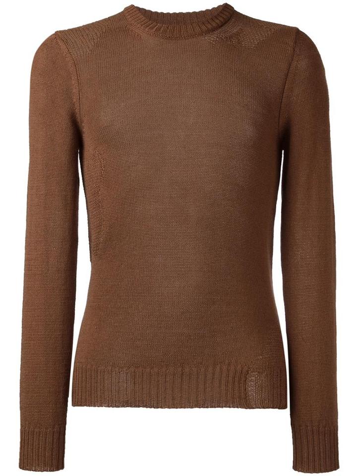 Maison Margiela Loose Knit Detail Sweater, Men's, Size: Large, Brown, Mohair/cotton