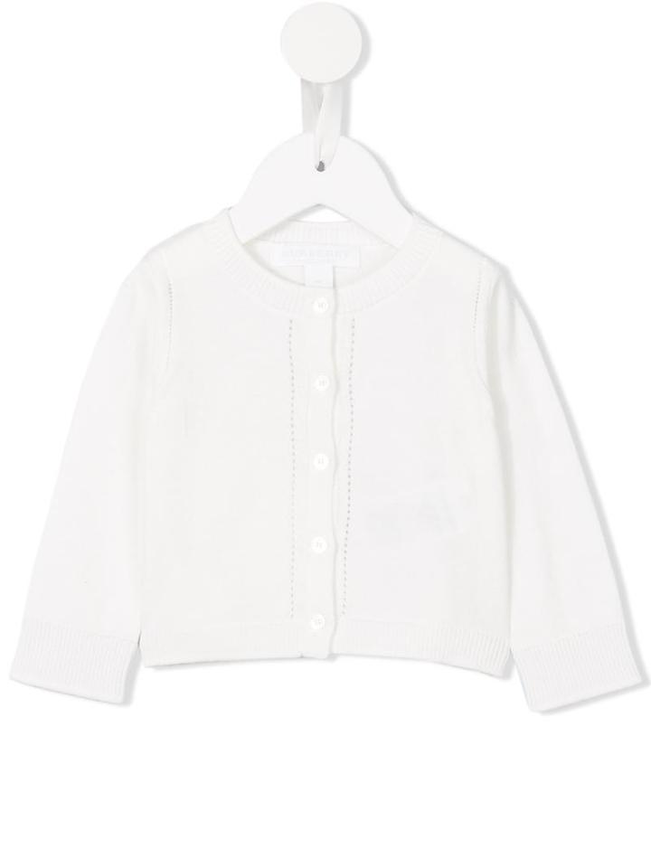 Burberry Kids Round Neck Cardigan, Infant Girl's, Size: 6 Mth, White