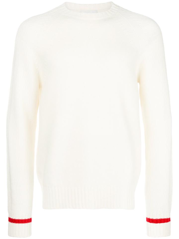 Prada Contrast Striped Cuff Jumper - Nude & Neutrals