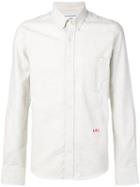 Ami Paris Slim Fit Button-down Shirt A.m.i Front Embroidery - Neutrals