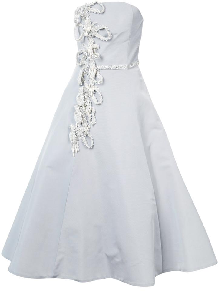 Christian Siriano Embellished Strapless Evening Dress - Grey