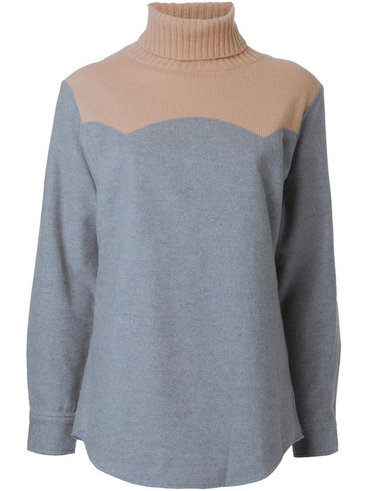 Me & Mr. Gentleman Roll Neck Jumper, Women's, Grey, Cotton/nylon/wool