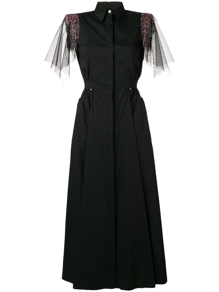 Talbot Runhof Tulle Sleeved Dress - Black