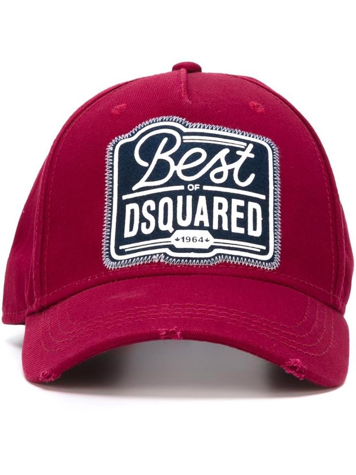 Dsquared2 Front Patch Baseball Cap, Men's, Red, Cotton