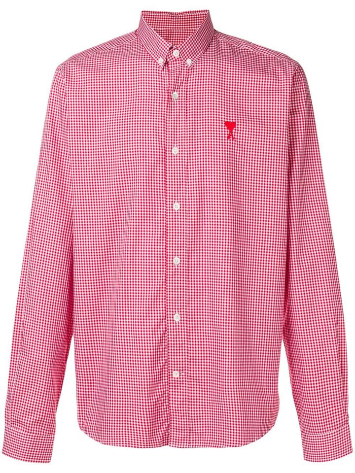 Ami Alexandre Mattiussi Logo Patch Checked Shirt - Red