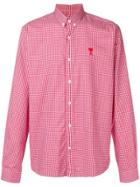 Ami Alexandre Mattiussi Logo Patch Checked Shirt - Red