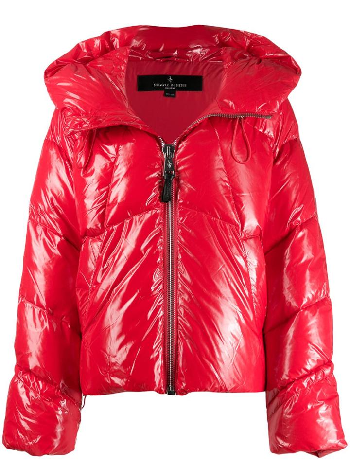 Nicole Benisti Glossy Shell Puffer Coat - Red