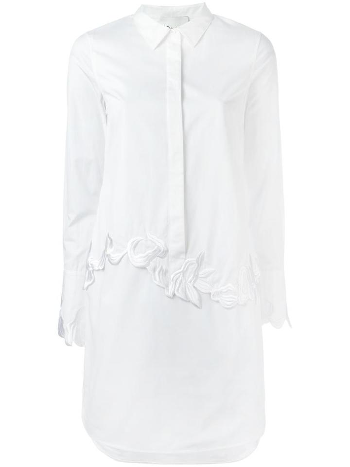 3.1 Phillip Lim Floral Embroidered Shirt Dress, Women's, Size: 6, White, Cotton