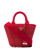 Prada Middolino Woven Basket Bag - Red