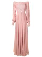 Martha Medeiros Marília Lace Panelled Gown - Pink
