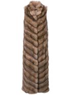 Manzoni 24 Sleeveless Furry Detail Coat - Brown