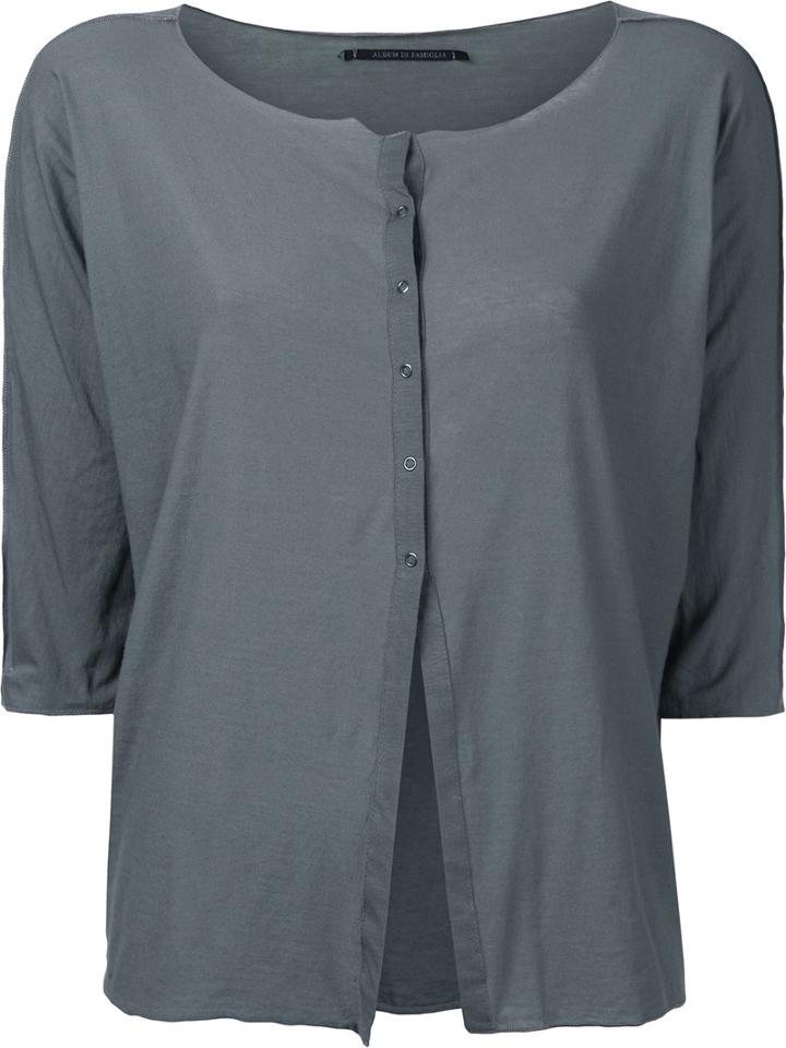 Album Di Famiglia - Button Top - Women - Cotton/spandex/elastane - One Size, Grey, Cotton/spandex/elastane