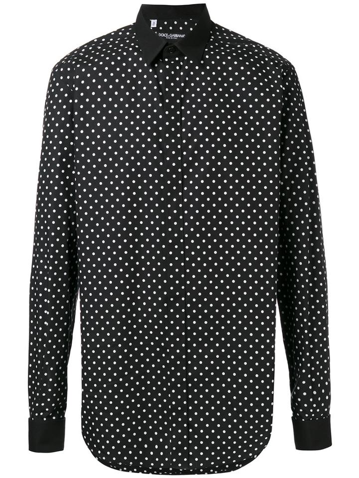 Dolce & Gabbana - Polka Dot Shirt - Men - Cotton - 41, Black, Cotton
