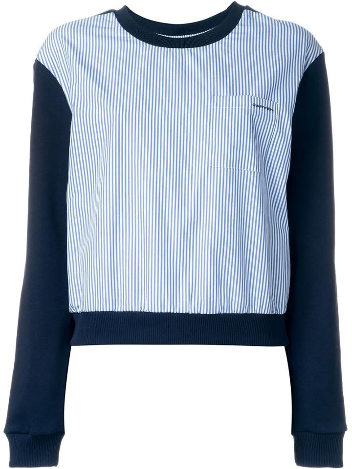 Carven Contrast Sleeve Striped Sweatshirt