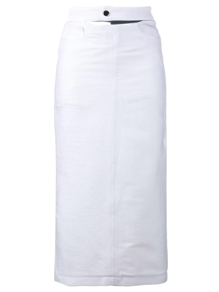 Faustine Steinmetz Cut-out Straight Pencil Skirt, Women's, Size: Medium, White, Cotton