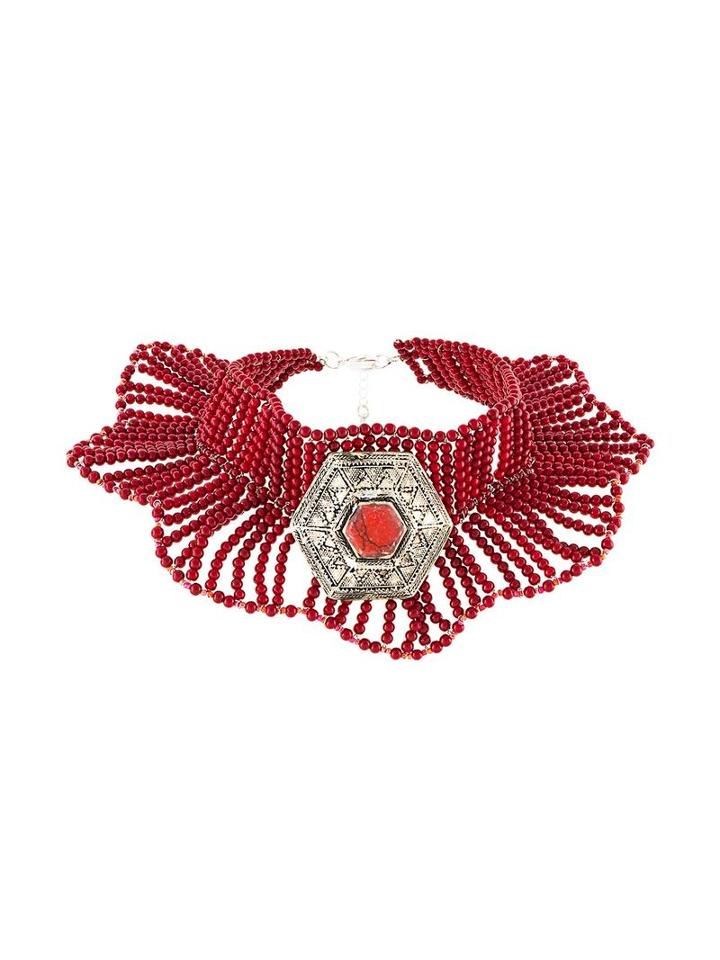Night Market Beaded Chocker, Women's, Red