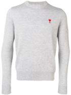 Ami Alexandre Mattiussi Crew Neck Sweater With Patch - Grey
