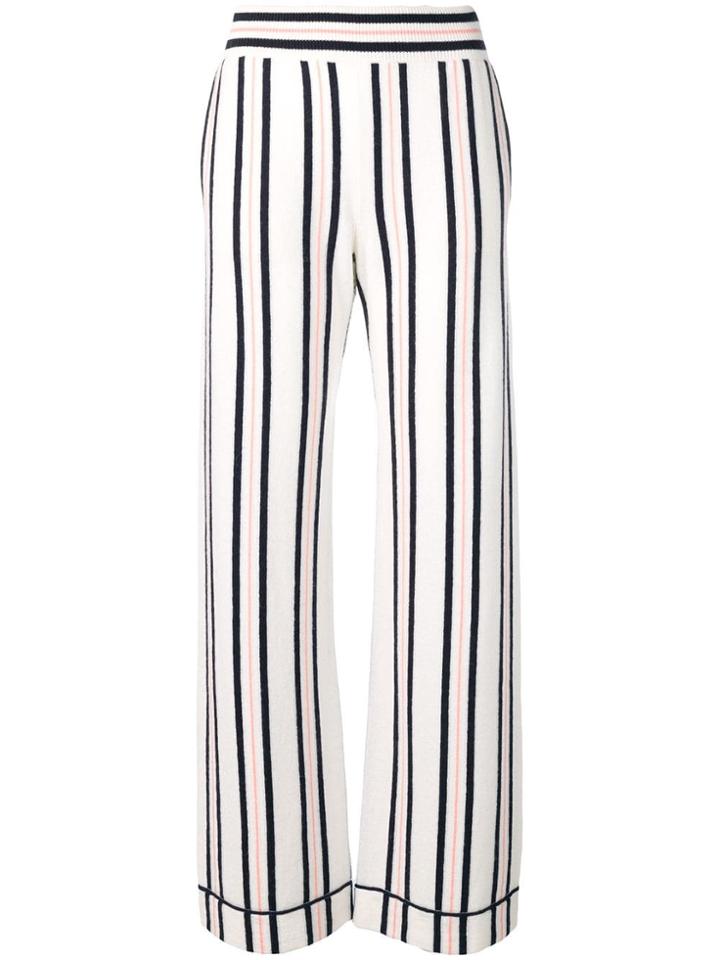 Barrie Striped Knitted Trousers - White
