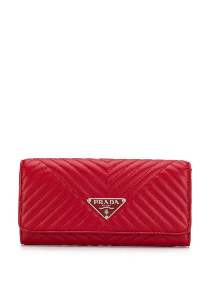 Prada Diagramme Wallet - Red