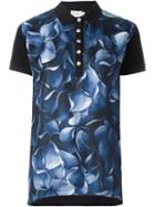 Moncler Floral Print Polo Shirt, Women's, Size: L, Blue, Silk/cotton/polyamide