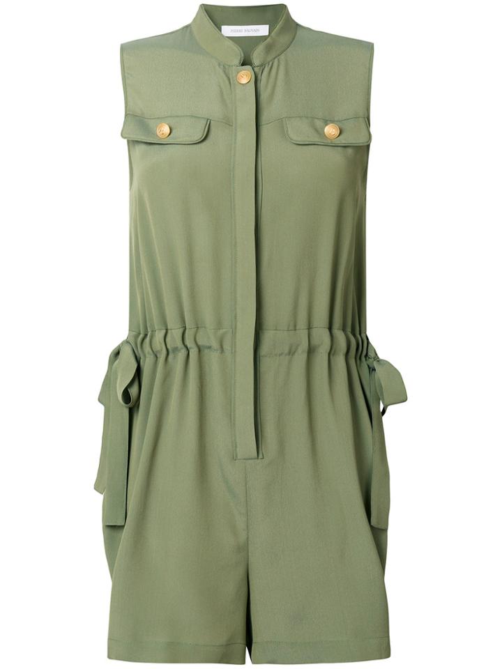 Pierre Balmain Drawstring Waist Playsuit - Green