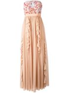 Si Jay - Flower Organza Long Dress - Women - Polyester - 44, Nude/neutrals, Polyester