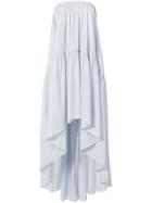 Martin Grant - Pinstriped Flared Dress - Women - Cotton - 40, Blue, Cotton
