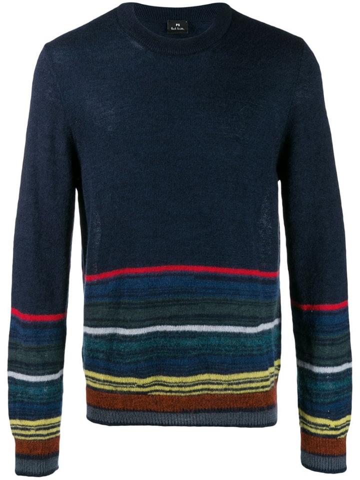 Ps Paul Smith Striped Intarsia Jumper - Blue